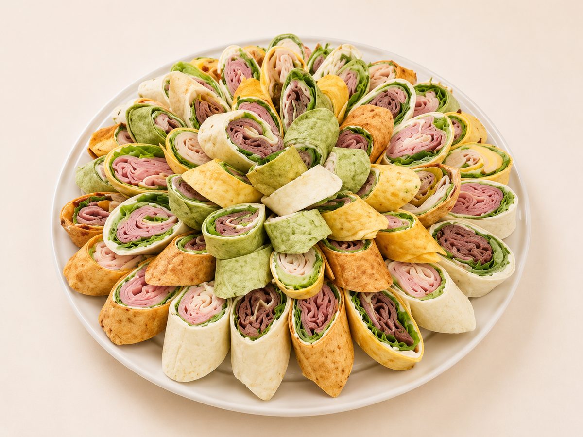 Assorted appetizer trays with hors d'oeuvres on a serving table